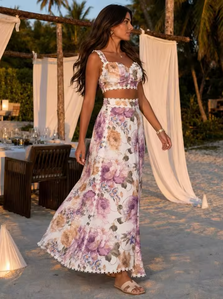 Conjunto Floral Cintura Alta (Ref. 1018)