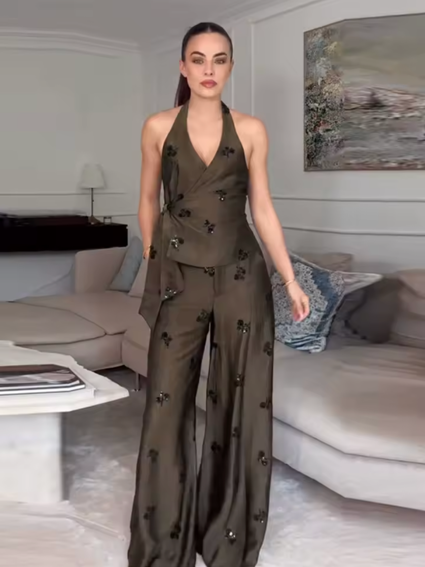 Conjunto de Lentejuelas Verde Oliva