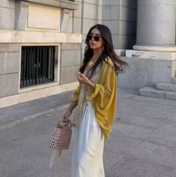 Camisa Oversize de Verano Mostaza
