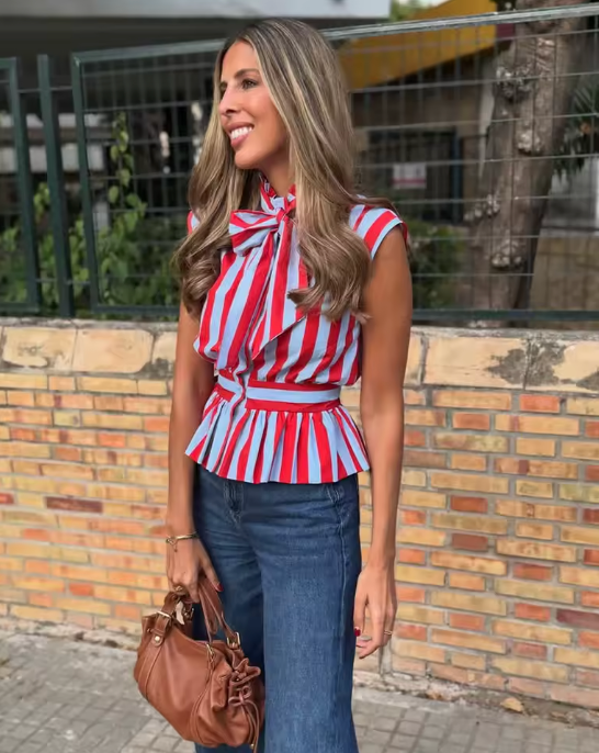 Top Peplum Rayas con Lazo