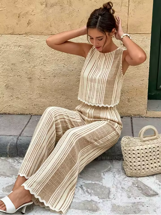 Conjunto Lino Rayas Borde Ondulado (Ref. 1022)