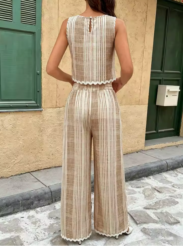 Conjunto Lino Rayas Borde Ondulado (Ref. 1022)